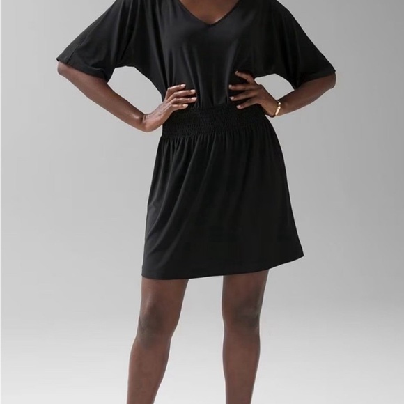 White House Black Market Kimono Sleeve Smocked Waist Dress Size Large - Picture 9 of 10